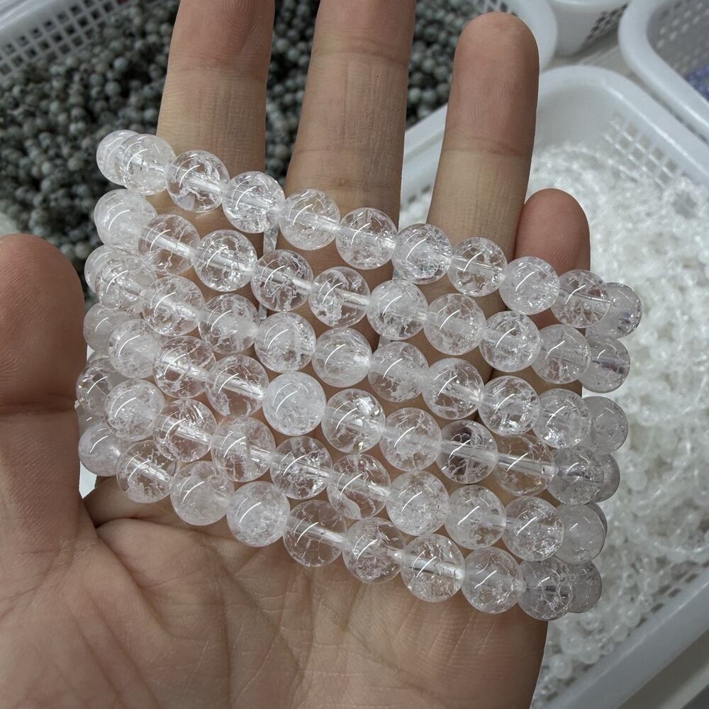 8MM Clear Crackle Quartz Bracelet